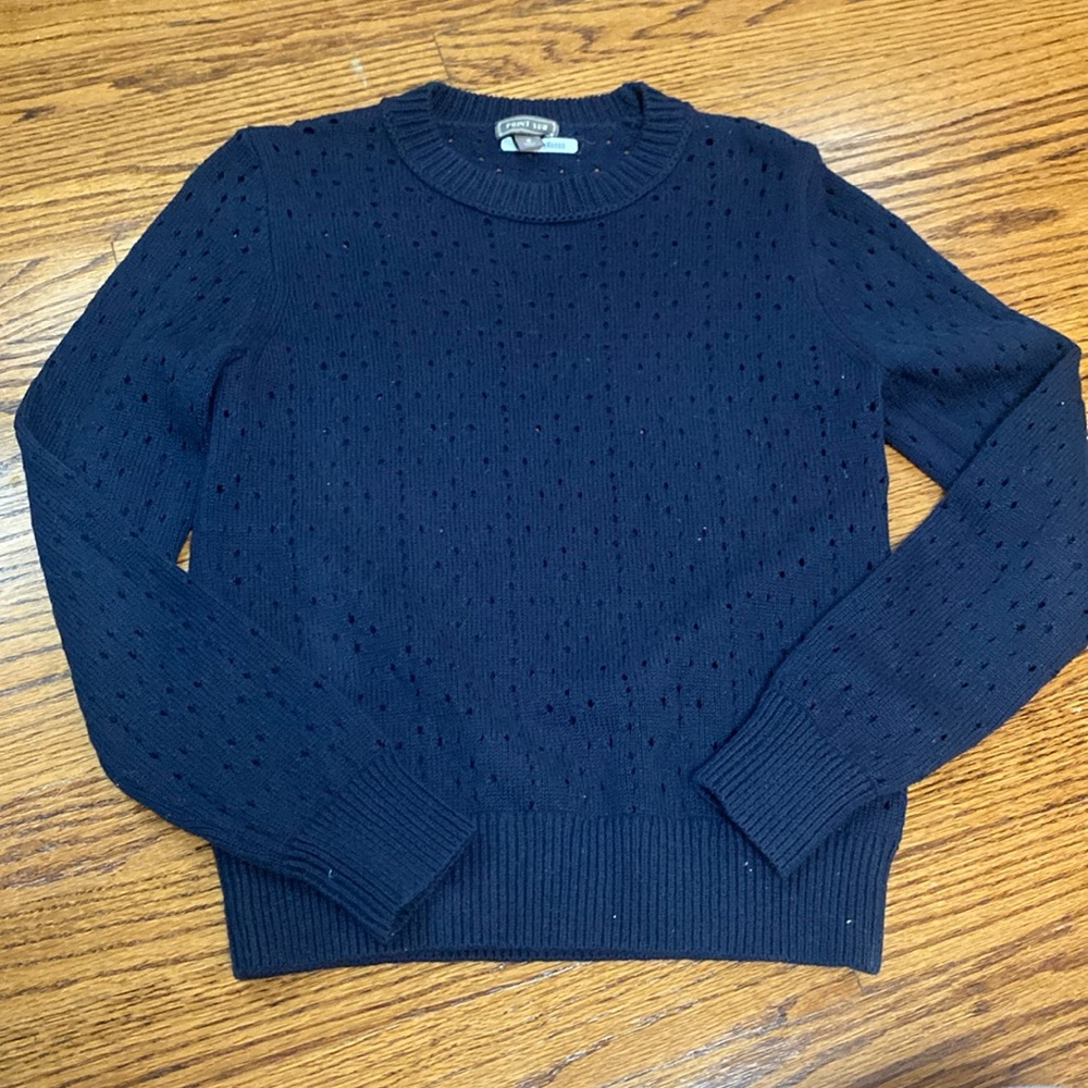 Navy j crew point sur crew neck sweater